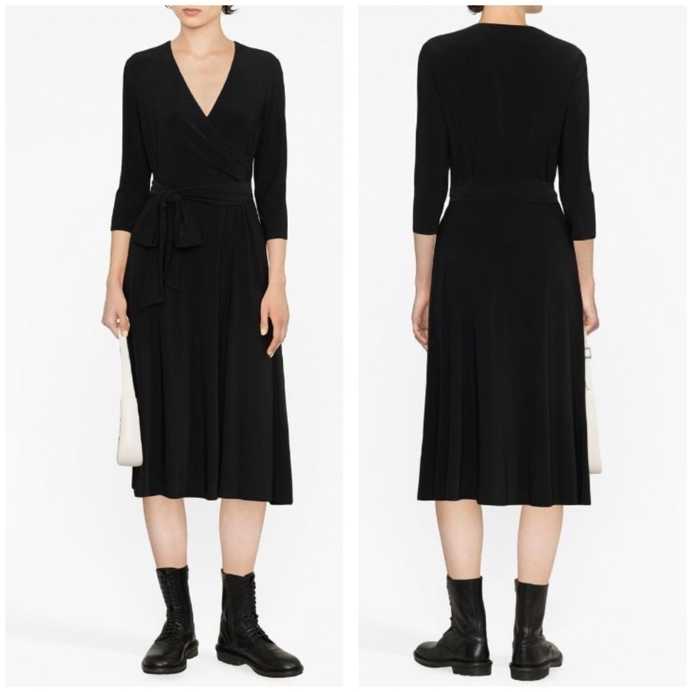 NWT Lauren Ralph Lauren Black Label Carlyna Surplice Jersey Faux Wrap Dress 6